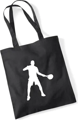 Produktbild von Huuraa Jutebeutel Tennis Silhouette 10 Liter Black Baumwolle Tasche Geschenkidee
