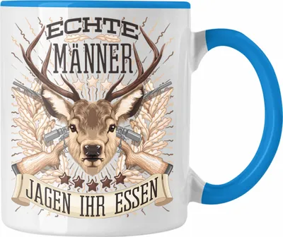 Produktbild von Trendation - Jäger Jagen Ihr Essen Tasse Geschenk für Jäger Becher Männer Spruch Jagd Jagen (Blau)