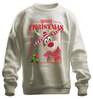 Obrázok produktu pre Merry Christmas Reindeer Rudolf - vianočný darček Uni mikina, Nature, M