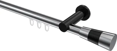 Produktbild von Interdeco Innenlaufstange / Gardinenstange mit Innenlauf Chrom / Schwarz, Typ Platon Tanara (Konus Bicolor), 20 mm Ø 1-läufig, 160 cm