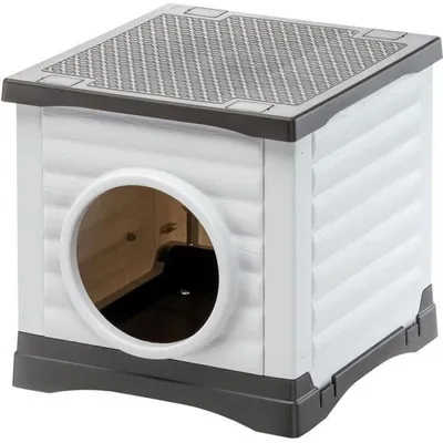 Produktbild von Hundehütte 38,5 x 43 x 38,5 cm - Weiß/Grau