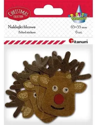 Productafbeelding van Viltstickers, rendierhoofd, 55x65mm, 6 stuks - Titanum