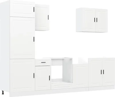 Produktbild von 7-tlg. Küchenschrank-Set Porto Weiß Holzwerkstoff