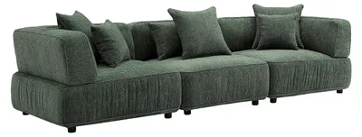 Produktbild von 4-Sitzer Modulsofa aus grünem Chenillestoff LELACO