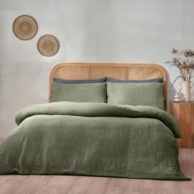Immagine prodotto di Yard - Tessuto Waffle - Set di biancheria da letto "Chunky", cotone RV3332 (letto singolo) (eucalipto)