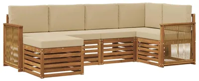 Image de Ensemble de 5 meubles de jardin en bois, style naturel