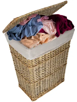 Produktbild von SEPIO Wäschekorb aus Korbgeflecht Gefertigt 46 L, Wäschesammler, Wäschekorb Faltbar, Laundry Basket, Wäschetonne mit Deckel 49x31x42 cm