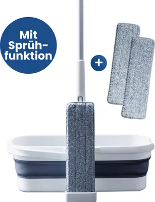 Produktbild von Techweise 4-in-1 Wischsystem mit Spray und Falteimer - Bodenwischset - Bodenwischer - Wischmopp mit Wringer - Mopp