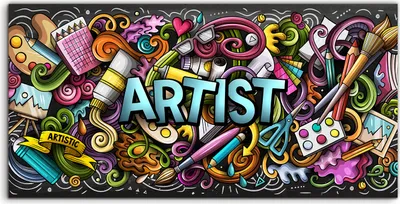 Produktbild von Coloray Glasbild 140x70  Wandbild Glasbilder Gekritzel der bildenden Kunst Cartoon