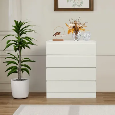 Produktbild von Aufbewahrungsbox - Schubladenschrank - Kleiderschrank - Aufbewahrungsmöbel - Schrank mit Schubladen - Modern, weiß - 4 Schubladen