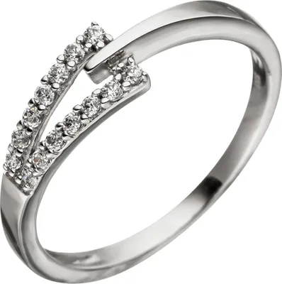 Produktbild von Ring Damenring mit 14 Zirkonia weiß 333 Gold Weißgold Goldring Fingerring Innenumfang 56mm  Ø17.8mm