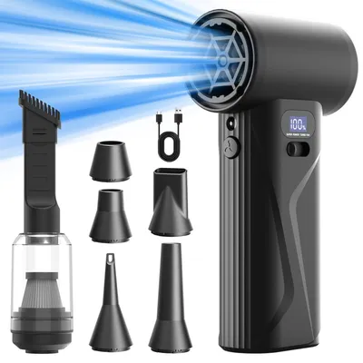 Imagen del producto de INF Aspiradora de Mano Portátil Mini - Soplador de Aire Inalámbrico Recargable con Motor sin Escobillas 110000RPM, Batería 4000mAh, Velocidades Ajustables y Presión Máx de Viento 100g
