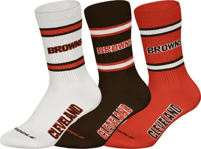 Produktbild von NFL Cleveland Browns 3pk Huddle Crew Socks 39/42 Brn/Wht/Org Fanzone Artikel