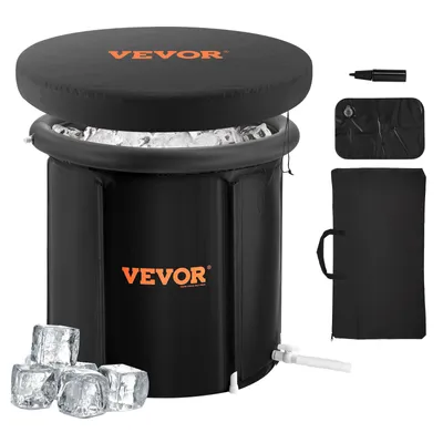 Immagine prodotto di VEVOR vasca di ghiaccio, vasca di immersione lunga 80 cm per la terapia dell'acqua fredda per gli atleti, vasca di immersione portatile per esterni con barile di ghiaccio per la ricreazione, vasca gonfiabile pieghevole da 290 l con copertura, capsula di ghiaccio domestica