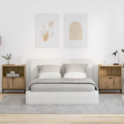 Image de vidaXL Table de chevet, lot de 2, chêne Artisan, 49 x 36 x 61 cm, bois aggloméré