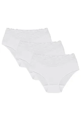 Produktbild von Wolbar damen slip 3-er pack unterhose unterwäsche baumwolle spitze wb415, weiß, xl