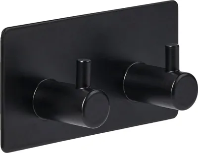 Obrázek produktu pro Samolepicí háček STIKY + 2 háčky, nerezová ocel, 9 x 2,8 x 4,5 cm, černý