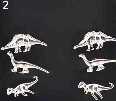 Produktbild von 3 Paar Damen Vintage Punk Tier Dinosaurier Form Ohr Piercing Ohrstecker-Silber