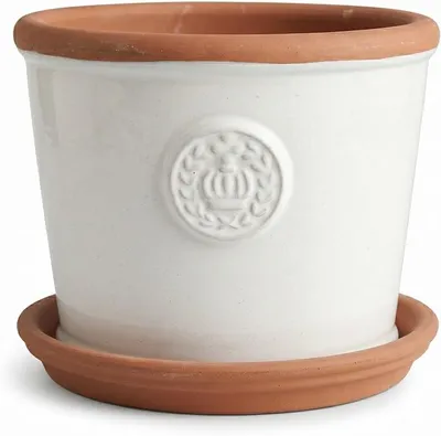 Imagen del producto de Macetas de cerámica con plato (blanco, 45 cm x 34 cm)
