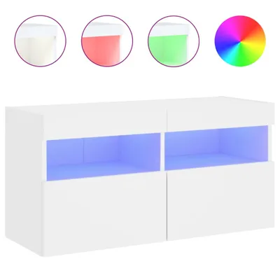 Produktbild von TV-Wandschrank mit LED-Leuchten Weiß 80x30x40 cm