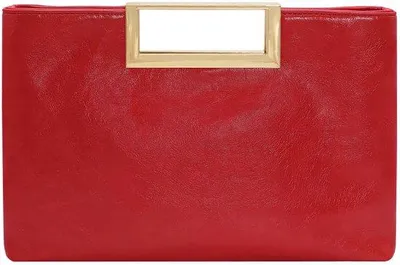 Image de Sac de soirée habillé avec poignée, sac à main en cuir rouge