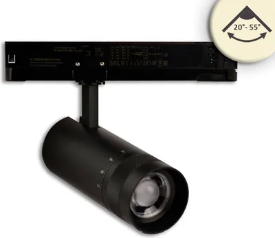 Produktbild von ISOLED 3-Phasen Schienen-Strahler fokussierbar, 24W, 20°-55°, schwarz matt, 3000K, DALI dimmbar