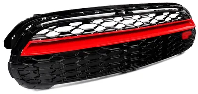 Zdjęcie produktu dla Grill przedni do zderzaka - czarny z czerwonym obramowaniem - wykonany z tworzywa ABS - osłona przednia - akcesoria samochodowe
