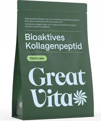Produktbild von GreatVita Bioaktives Kollagen Pulver 800g | Hydrolysat Peptide Typ 1+3