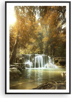 Produktbild von Gerahmtes Poster - Schwarzer Rahmen - Park Wasserfall Wasser - 70x100 cm - Wand Bild - Wanddeko - Wandbilder - Wandposter - Bilderrahmen - Bilder - Kunstdruck - Wandbild - P2BPA70x100-3789
