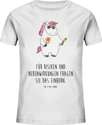 Produktbild von Mr. & Mrs. Panda Teenager T-Shirt Einhorn Woodstock 9-11 Jahre (134/146) - Weiß - Geschenk, Jungen, Alkohol, Witzig, Kinder Mädchen, Party, Kindershirt, Kleinkinder