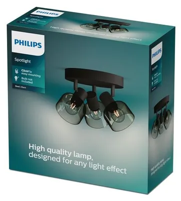 Zdjęcie produktu dla Philips Sufitowy/ścienny reflektor punktowy Sleet 3 x, Halogen montowany do szyny, E14, 3 szt., LED, 220-240 V, Czarny