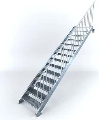 Produktbild von Stahltreppe 14 Stufen bis Höhe 280 cm, Laufbreite : 90 cm Geländer rechts ST 1 (31 / 31 mm)