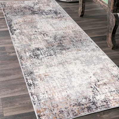 Produktbild von Teppichläufer 70 x 200 cm Grau Beige 3 Modern Läufer für Vorzimmer Eingangsbereich Schlafzimmer Küche Korridor Flur - Abstrakt Muster - G512A WHITE/D_VIZON