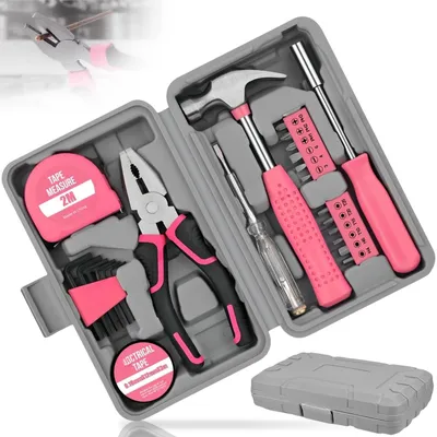 Produktbild von 24-teiliges Werkzeugset in Rosa für den Hausgebrauch