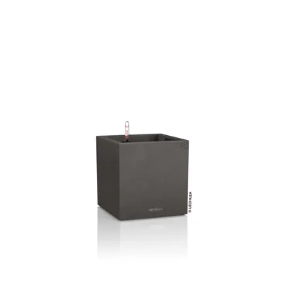 Obrázek produktu pro LECHUZA květináč CANTO Stone 30 Low Graphite black | květináč se zavlažovacím systémem | vzhled přírodního kamene | 30 x 30 x 30 cm | 13702