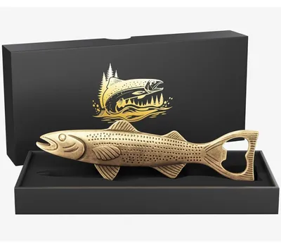Productafbeelding van Flesopener in de vorm van een vis, vintage design, zinklegering, geschikt als cadeau voor mannen, vissers, voor Vaderdag, verjaardag of Kerstmis