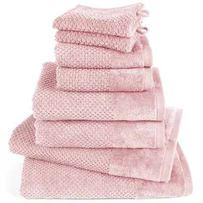 Produktbild von Pure Label 8-TLG Handtücher Set aus Baumwolle - 2x Badetuch 70x140 cm 2x Handtuch 50x100 cm 2x Gästetuch 30x50 cm 2x Waschlappen 16x21 cm, Rosa