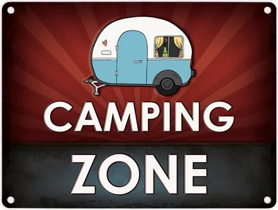 Produktbild von Camping-Zone Metallschild in rot mit Wohnwagen Motiv Wohnwagen Wohnmobil Urlaub