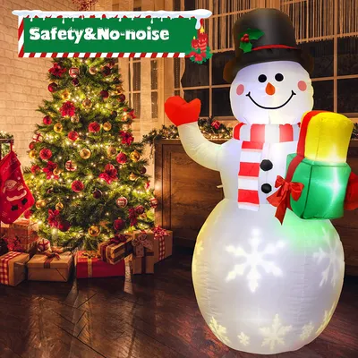 Produktbild von 1,5M Aufblasbarer Schneemann Weihnachten Outdoor Dekoration Schneemann mit LED Lichter