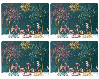 4er-Set Kork-Untersetzer, rechteckig, 30,5x23 cm, grün