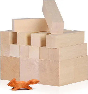 Imagen del producto de Juego de bloques de madera, de 18 piezas, en 2 tamaños, fabricados en madera de tilo, para juegos creativos