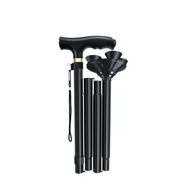 Produktbild von Gehstock Faltbarer Gehstock mit Licht - Verstellbarer Gehstock für Männer und Frauen, tragbar, faltbar, Gleichgewichtshilfe, ideal für Senioren.