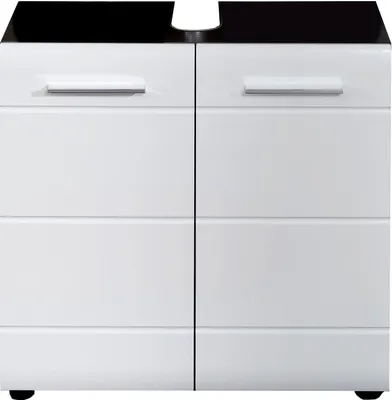 Produktbild von trendteam Bad Waschbeckenunterschrank Line/Skin Sardegna Rauchsilber Melamin/Weiß Hochglanz Tiefzieh 60 x 57 x 31 cm