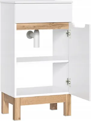 Image de Armoire De Salle De Bain Sous Lavabo Blanche 40 Cm Avec Portes