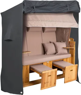 Produktbild von Strandkorb Schutzhülle, B 135 x T 105 x H 175/140 cm, Cordura PU, Wasserfest, Winterfest, UV-Abdeckplane, Strandkorbhaube [131]