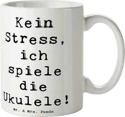 Produktbild von Mr. & Mrs. Panda Tasse Spruch Ukulele Entspannung - Weiß - Geschenk, Geschenkidee, Tragbarkeit, Stressabbau, Hawaii, Instrument, Kaffeebecher, Musik, lernen, Kaffeetasse