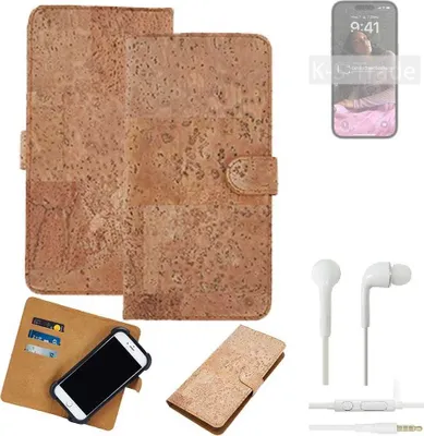 Produktbild von K-S-Trade Hülle kompatibel mit Apple iPhone 14 Pro Max + in ear Kopfhörer Kork Handyhülle Cover  Schutzhülle TPU Case Bumper in Hellbraun, (1x)