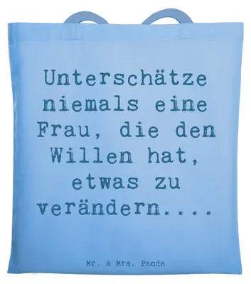 Produktbild von Mr. & Mrs. Panda Alltagstasche Spruch Hoffnung Veränderung - Sky Blue - Geschenk, Motivation, Tasche, Zitat, Gefühl, einkaufsshopper, Licht, Tote Bag, Frauenstärke, Mut