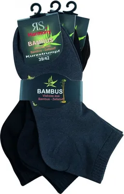 Produktbild von 6 Paar Bambus Viskose Kurzschaft Socken im Farbmix schwarz anthrazit marine Gr. 39/42
