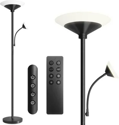 Productafbeelding van Moderne Dimbare Vloerlamp met Leeslamp en Afstandsbediening voor Woonkamer, Slaapkamer of Kantoor
